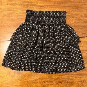 Black comfortable stretchy high waist layered skirt with brown and grey accents